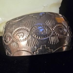 Navajo Stamp Work Cuff Bracelet Sterling Unisex 26.83gm